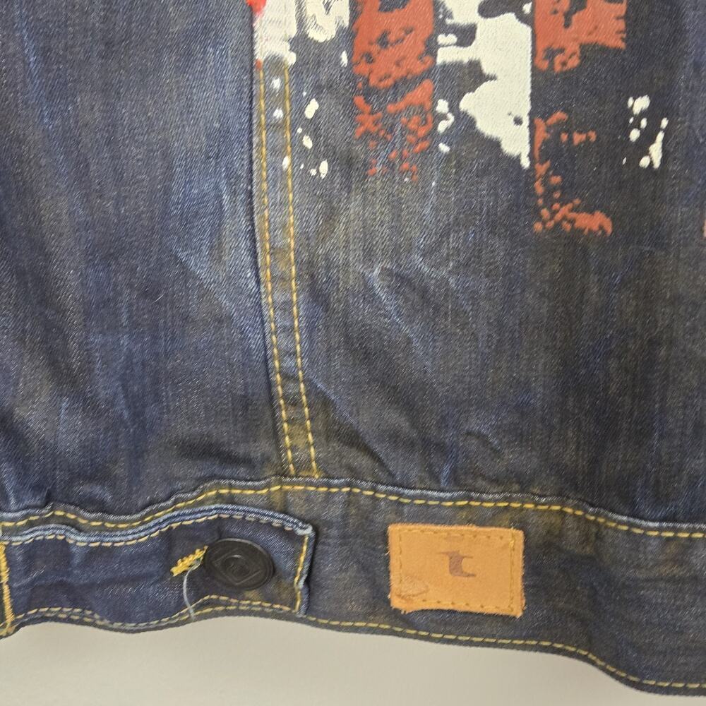 Copper Washed Upcycled Denim Mens Vest 2XL PATRIOTIC AMERICAN FLAG MOTO STEAMPUN - Picture 7 of 15